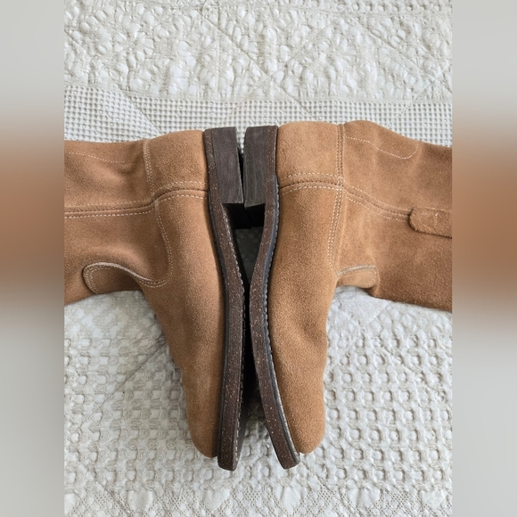 Texas Steer Tan Suede Boots Ranch Western Farm Made in USA | Womens 6.5 - Picture 6 of 10